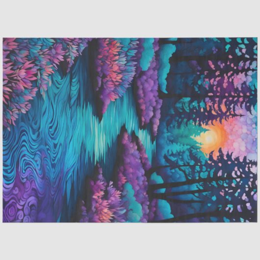 Farbiges Tissue of Batik Forest Art Seidenpapier (Vorderseite)