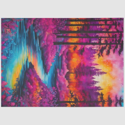 Farbiges Tissue of Batik Forest Art Seidenpapier (Vorderseite)