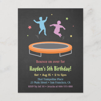 Farbiges Trampolin Kindergeburtstag Party Einladung