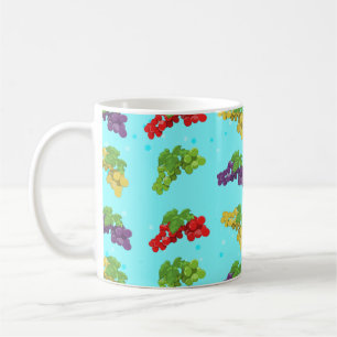 Farbiges Traubenmuster auf himmelblauem Hintergrun Kaffeetasse