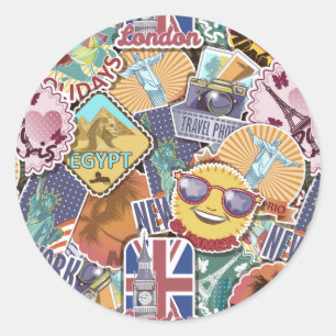 Farbiges Travel Sticker Muster