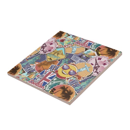 Farbiges Travel Sticker Muster Fliese (Seite)