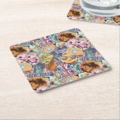 Farbiges Travel Sticker Muster Rechteckiger Pappuntersetzer (angewinkelt)