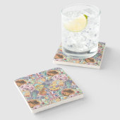 Farbiges Travel Sticker Muster Steinuntersetzer (Seitenansicht)