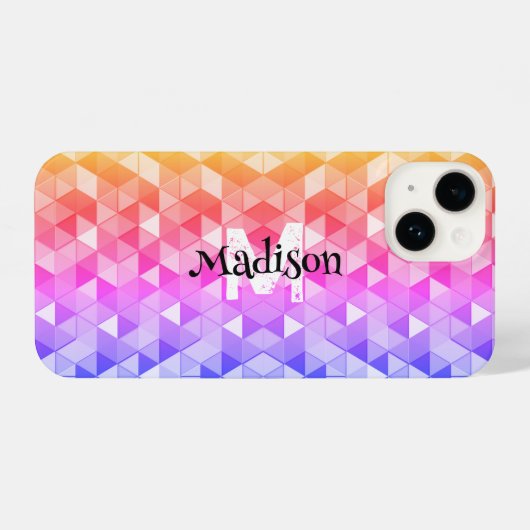 Farbiges Triangle-Retrogeometrie-Muster Monogram iPhone Hülle (Rückseite (Horizontal))