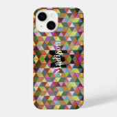 Farbiges Triangle-Retrogeometrie-Muster Monogram iPhone Hülle (Rückseite)