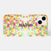 Farbiges Triangle-Retrogeometrie-Muster Monogram iPhone Hülle (Rückseite (Horizontal))