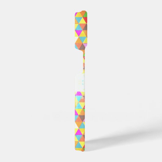 Farbiges Triangle-Retrogeometrie-Muster Monogram iPhone Hülle (Rechte Seite)