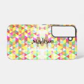 Farbiges Triangle-Retrogeometrie-Muster Monogram Samsung Galaxy Hülle (Rückseite (Horizontal))
