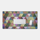 Farbiges Triangle-Retrogeometrie-Muster Monogram Schreibtischunterlage (Tastatur & Maus)