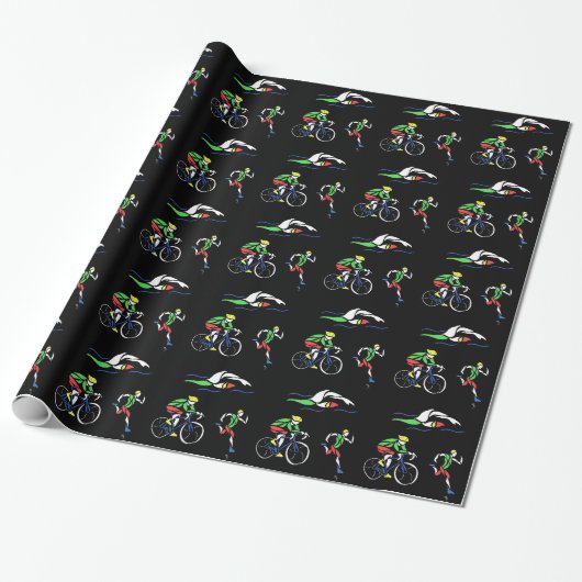 Farbiges Triathlon-Design Geschenkpapier (Ungerollt)