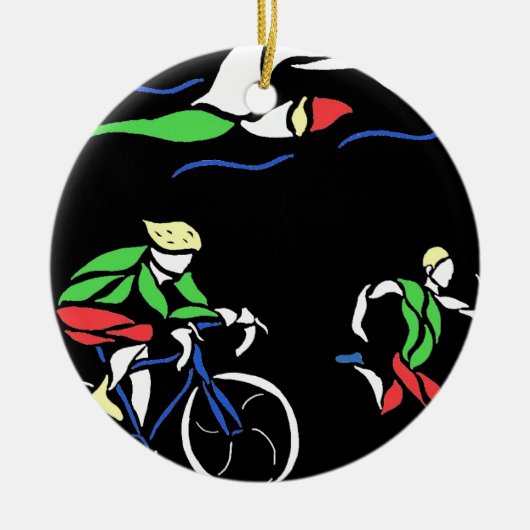 Farbiges Triathlon-Design Keramikornament (Vorne)