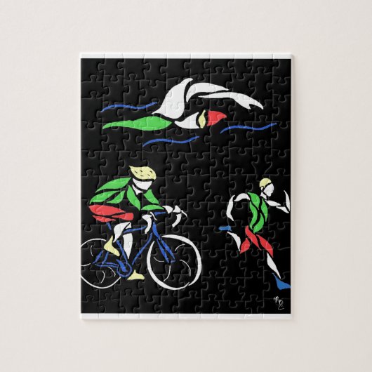 Farbiges Triathlon-Design Puzzle (Vertikal)