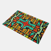 Farbiges Tribal Geometric Muster Fußmatte (Schrägansicht)