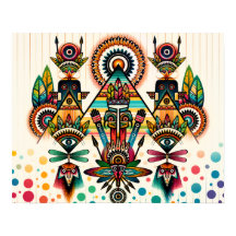 FARBIGES TRIBAL Mandala-TOTEM SYMMETRISCHE KUNST