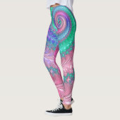 Farbiges Trippy-Funky Jewel Tone Spiral Fraktal Leggings (Links)