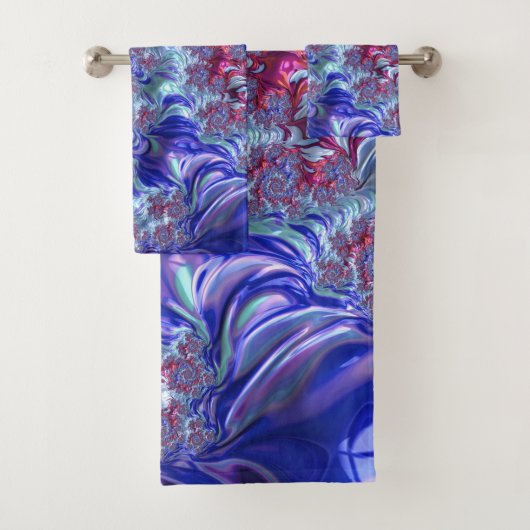 Farbiges Trippy Groovy Digitales Abstraktes Frakta Badhandtuch Set (Insitu)