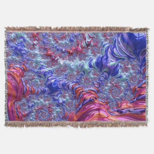 Farbiges Trippy Groovy Digitales Abstraktes Frakta Decke (Vorderseite)