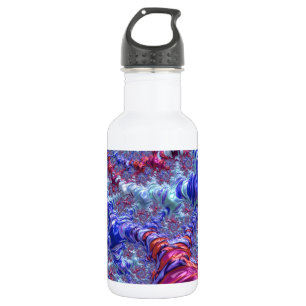 Farbiges Trippy Groovy Digitales Abstraktes Frakta Edelstahlflasche