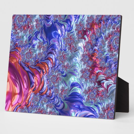 Farbiges Trippy Groovy Digitales Abstraktes Frakta Fotoplatte (Seite)