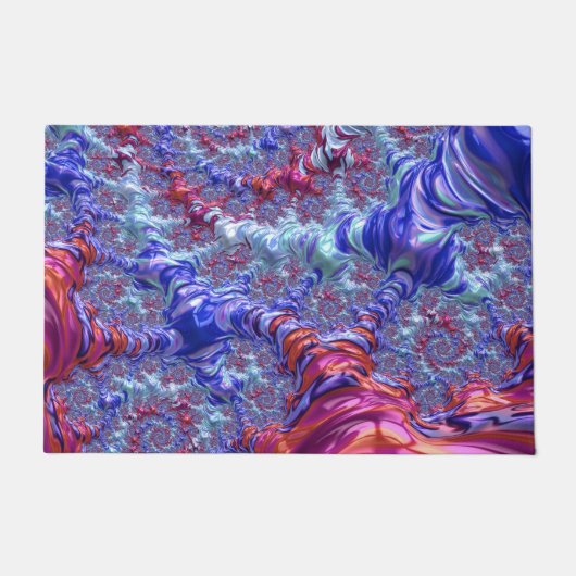 Farbiges Trippy Groovy Digitales Abstraktes Frakta Fußmatte (Vorderseite)
