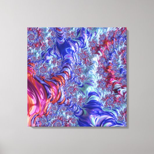 Farbiges Trippy Groovy Digitales Abstraktes Frakta Leinwanddruck (Vorderseite)