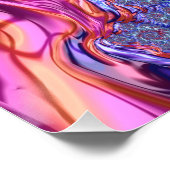 Farbiges Trippy Groovy Digitales Abstraktes Frakta Poster (Ecke)