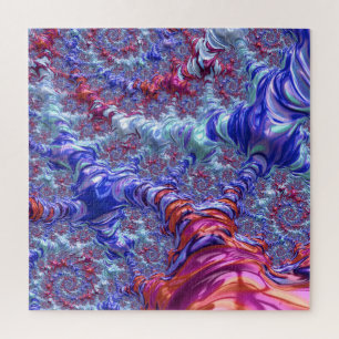 Farbiges Trippy Groovy Digitales Abstraktes Frakta Puzzle