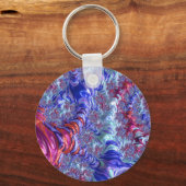 Farbiges Trippy Groovy Digitales Abstraktes Frakta Schlüsselanhänger (Vorderseite)