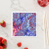 Farbiges Trippy Groovy Digitales Abstraktes Frakta Serviette (Beispiel)