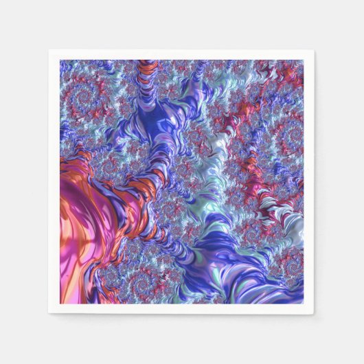 Farbiges Trippy Groovy Digitales Abstraktes Frakta Serviette (Vorderseite)