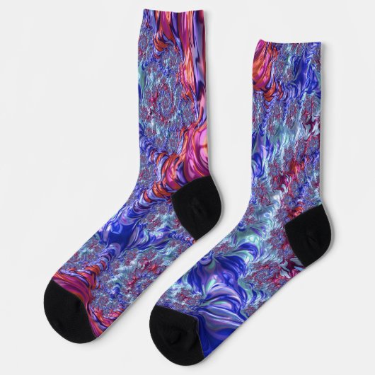 Farbiges Trippy Groovy Digitales Abstraktes Frakta Socken (Linkes Detail)
