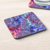 Farbiges Trippy Groovy Digitales Abstraktes Frakta Untersetzer (Linke Seite)