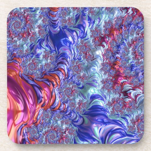 Farbiges Trippy Groovy Digitales Abstraktes Frakta Untersetzer (Vorderseite)