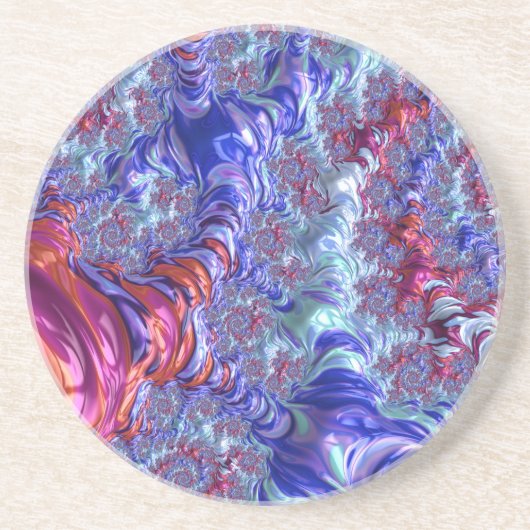 Farbiges Trippy Groovy Digitales Abstraktes Frakta Untersetzer (Vorne)