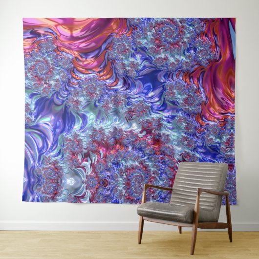 Farbiges Trippy Groovy Digitales Abstraktes Frakta Wandteppich (Beispiel (Horizontal))