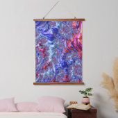 Farbiges Trippy Groovy Digitales Abstraktes Frakta Wandteppich Mit Holzrahmen (Schlafzimmer)