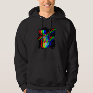 Farbiges Trippy-Skelett mit Gitarrenmusikmetall P Hoodie