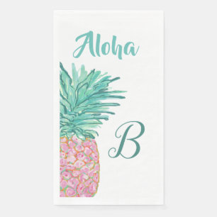 Farbiges Tropisches Ananas Monogramm Serviette