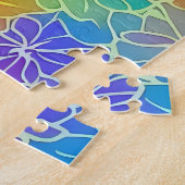 Farbiges tropisches Blumenmuster schwierige Erwach Puzzle (Seite)