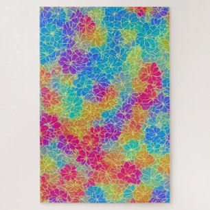 Farbiges tropisches Blumenmuster schwierige Erwach Puzzle