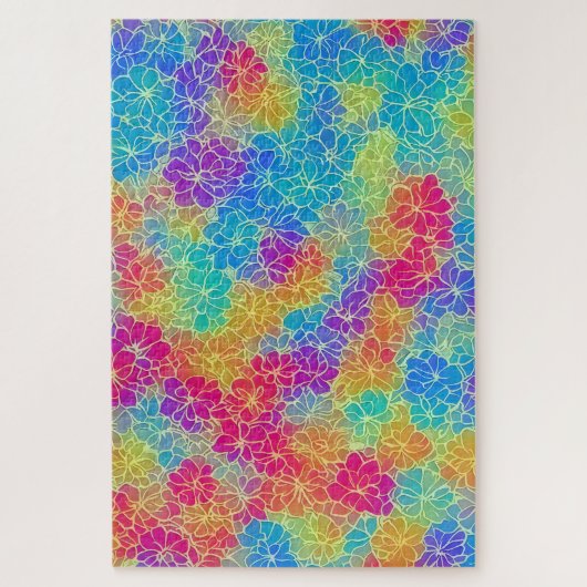 Farbiges tropisches Blumenmuster schwierige Erwach Puzzle (Vertikal)