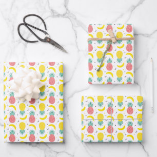 Farbiges tropisches Fruchtmuster 2 Geschenkpapier Set