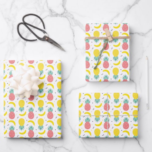 Farbiges tropisches Fruchtmuster 2 Geschenkpapier Set (Vorderseite)