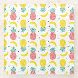 Farbiges tropisches Fruchtmuster Glasuntersetzer