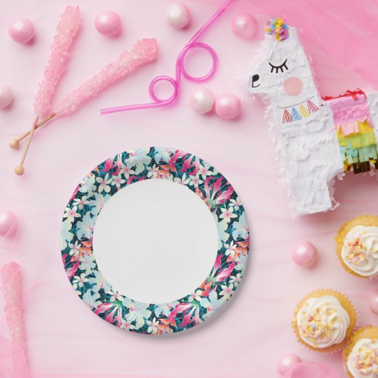 Farbiges tropisches Muster Pappteller (Party)