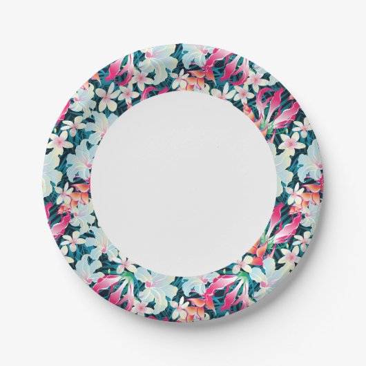 Farbiges tropisches Muster Pappteller (Vorderseite)