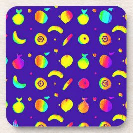 Farbiges tropisches Neonfruchtmuster Getränkeuntersetzer