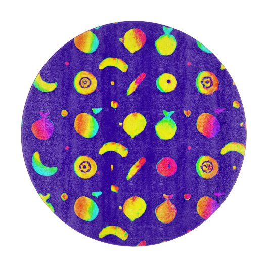 Farbiges tropisches Neonfruchtmuster Schneidebrett (Vorderseite)