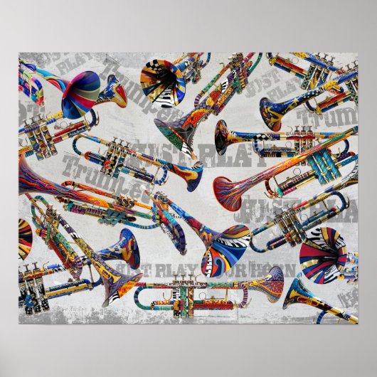 Farbiges Trumpet Poster, Trumpet Music Art Poster (Vorne)